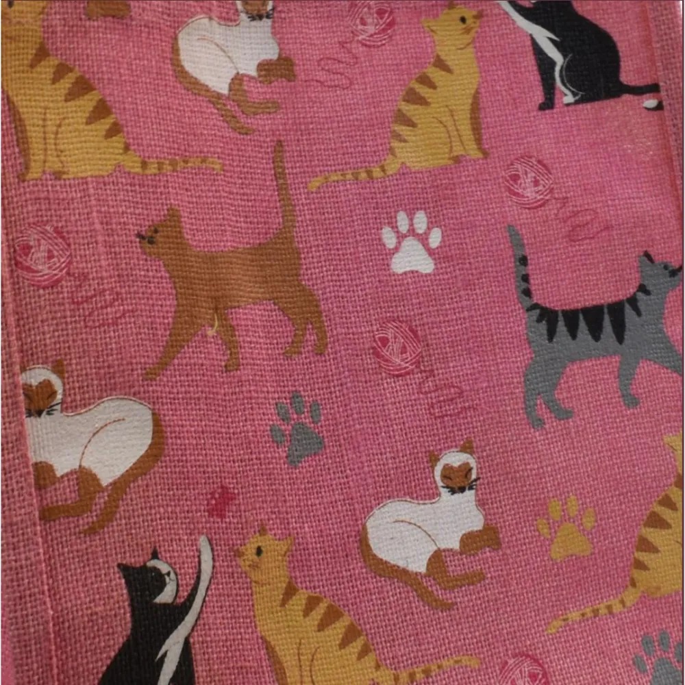 jute bag cats light pink