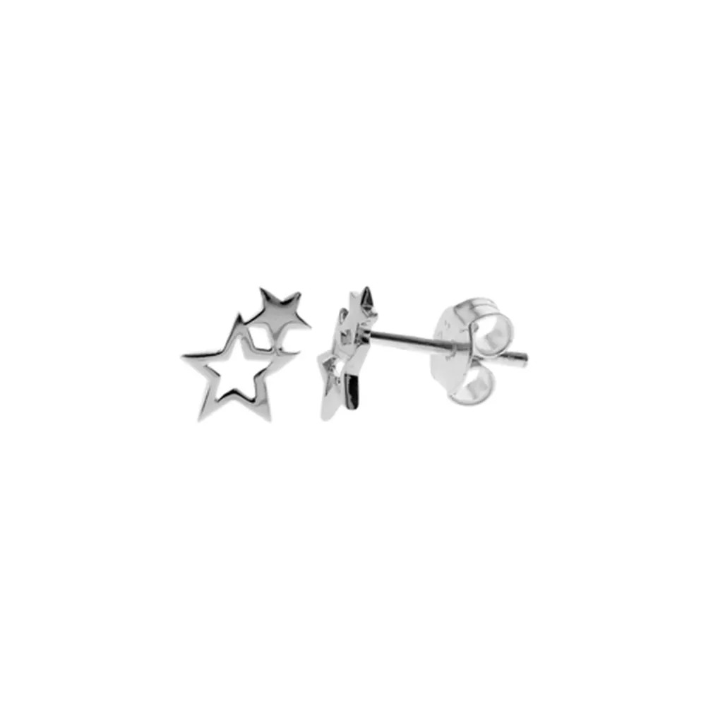 silver 2 star open studs